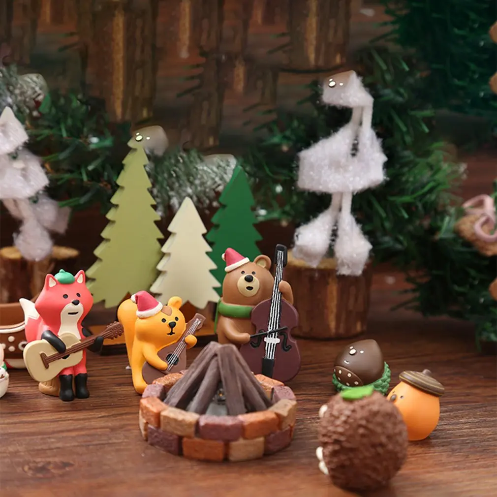 Boże narodzenie miniatury śnieg dekoracje figurki DIY miniaturowe postacie Mini żywica ozdoby świąteczne urodziny prezent dla dzieci
