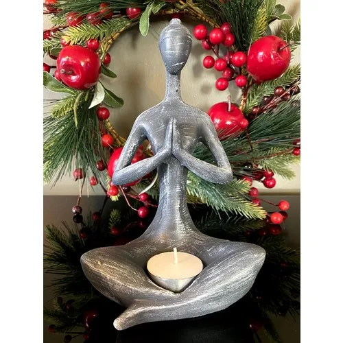 Talya Art Design Talya Art Design, Anthracite Black, Namaste Yoga Engaged In Women 'S Candle Holder