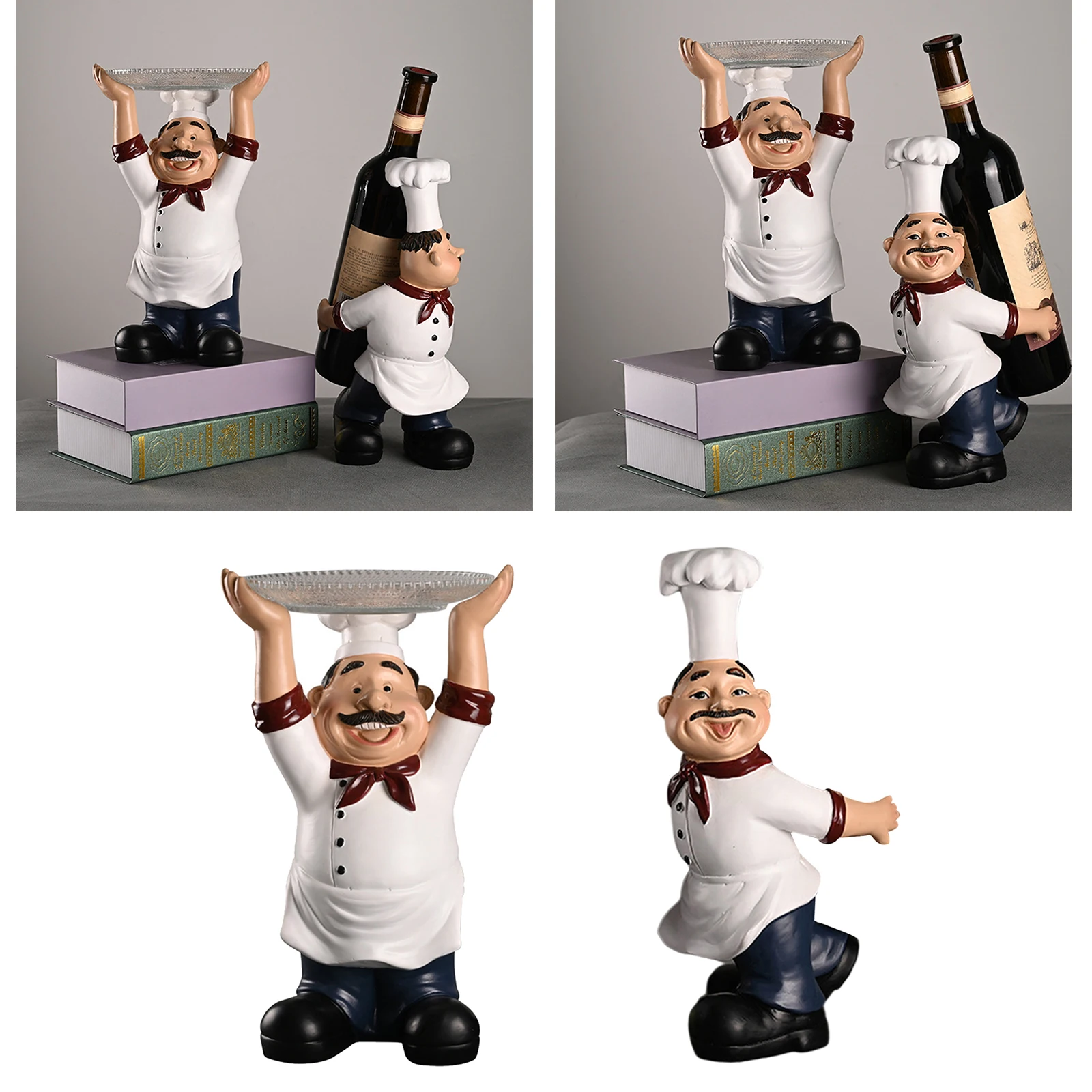 Country Retro Chef Statue Figurines Storage Sculpture Kitchen Home Dinner Resin Cook Shape For Interior Room Ornaments