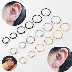 6 PCS/1 lot Stainless Steel Ball Black Hoop Earrings Circle Captive Bead Ring Ear Nose Nostril Septum Helix Cartilage Piercing