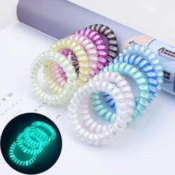 5Pcs Color Luminous Telephone Line Hair Ring Rubber Band Soft For Women Ponytail Accessories  Headwear Female Scrunchie Hot Sale