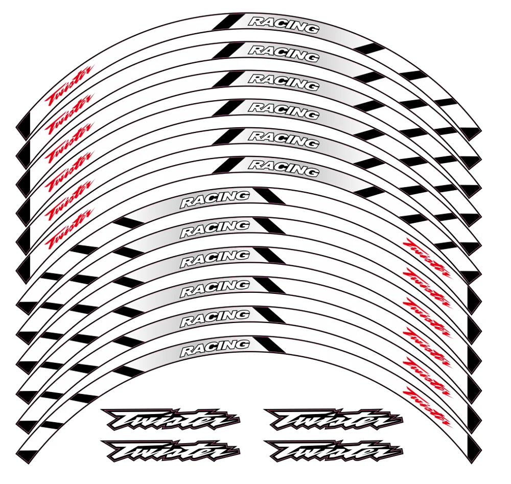 New high quality 12 Pcs Fit Motorcycle Wheel Sticker stripe Reflective Rim For Honda twister CB250 twister