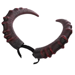 Gothic Halloween Cosplay Costume Hair Accessories Realistic Black Red Long Devils Horn Headband Festival Carnival Party Bandana