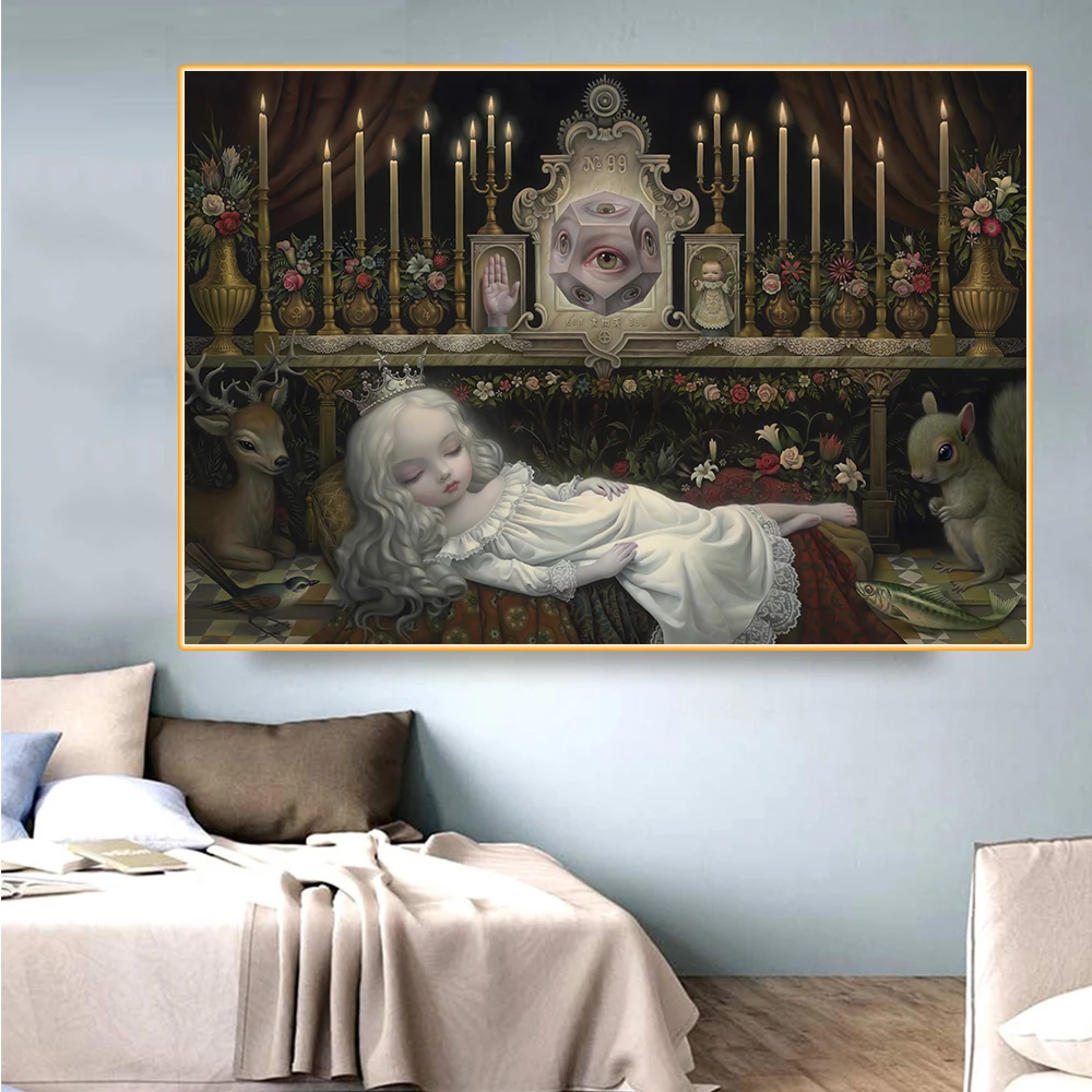 Mark Ryden《Wakening the moon》Canvas Art Oil painting Artwork Poster Picture Modern Wall Decor Home Living room Decoration