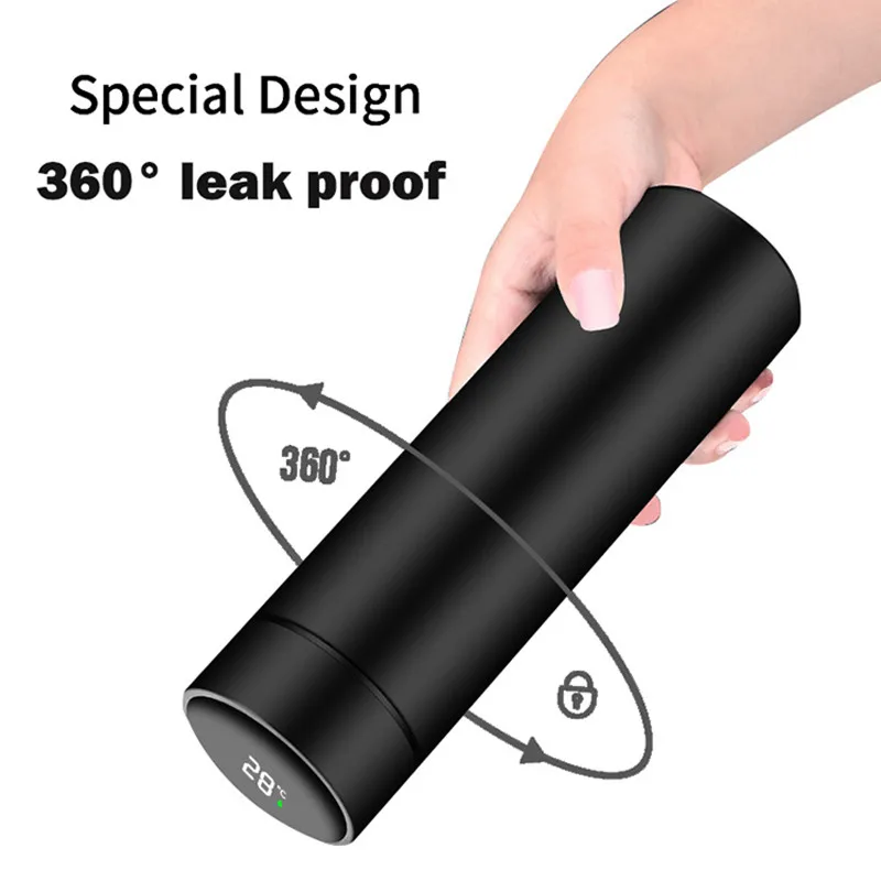 Smart Vacuum Flask Water Bottle, LED Digital Display, Temperature Display, Stainless Steel, 500ml, 2022 New