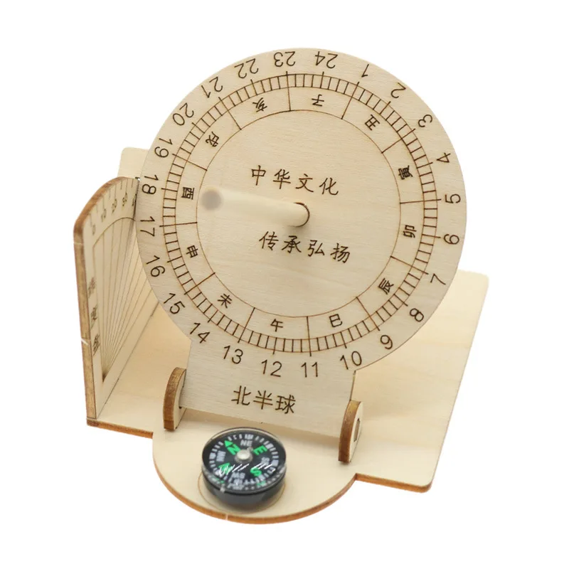 Chinese Ancient Science Sundial Sun Height Measuring Instrument DIY Assembly Wood Parts Kit