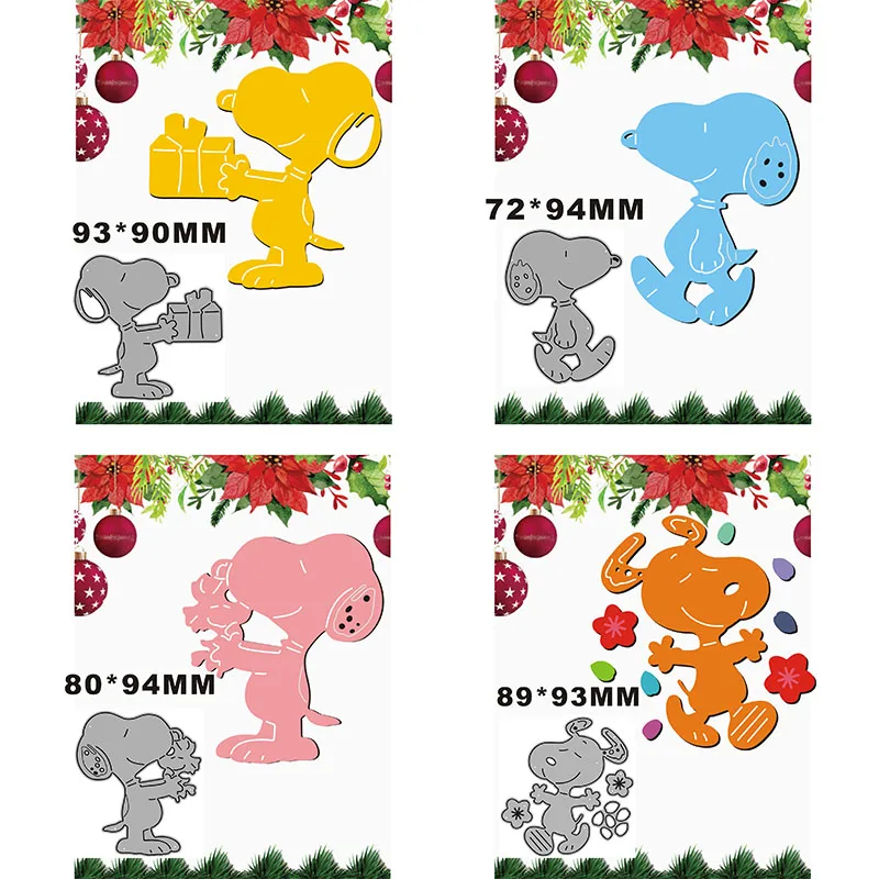 2021 New Cute Puppy Animal Gift Flower Metal Cutting Dies for Scrapbooking Paper Craft and Card Making Embossing Decor No Stamps