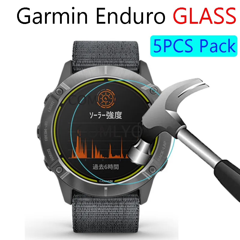 5PCS Pack 2.5D Tempered Glass Screen Protector For Garmin Enduro Smartwatch Screen Protective Film 9H Anti-Scratch