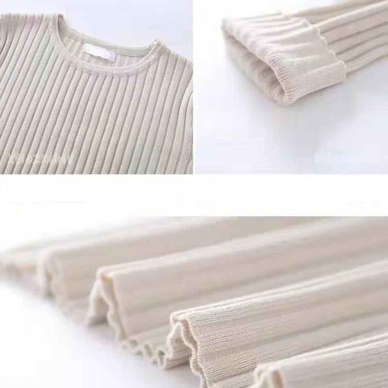 Abito a maniche lunghe donna nuovi amici stile coreano magro Maxi lavorato a maglia solido semplice Casual caldo elasticità o-collo Harajuku Vestido