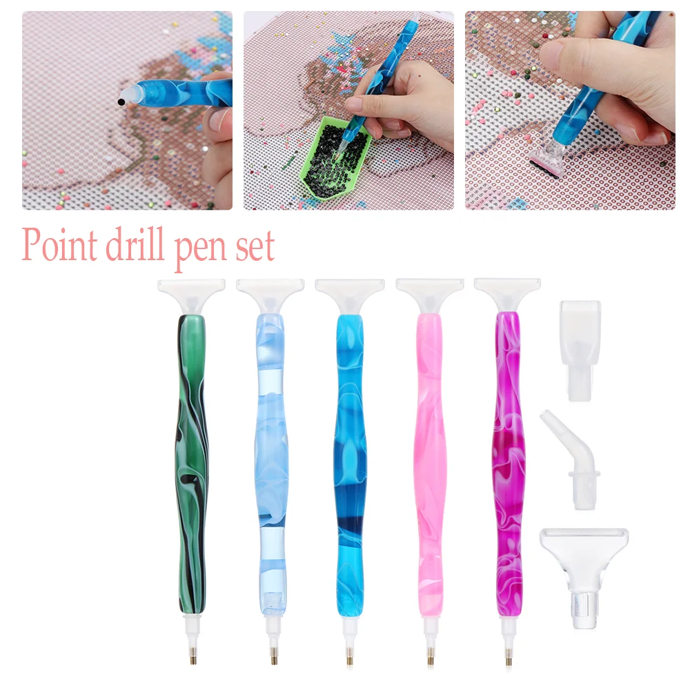 1 Set New 5D Resin Diamond Painting Pen Resin Point Drill Pens Cross Stitch Embroidery DIY Craft Nail Art Sewing Accessories