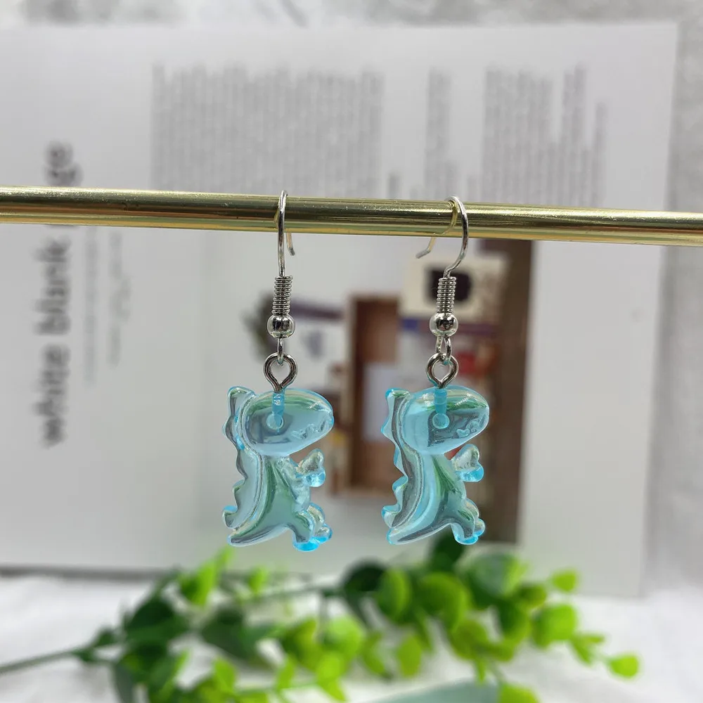 Cartoon Cute Resin Earrings Colorful Animal dinosaur Quality Drop Earrings for Girls Women Children Birthday Gift Lovely Jewelry