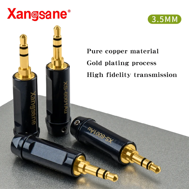 Xangsane-cable auxiliar para auriculares, conector de audio de cobre puro chapado en oro de 3,5mm a línea de grabación, XS-6001Au, 2 piezas, 4 piezas