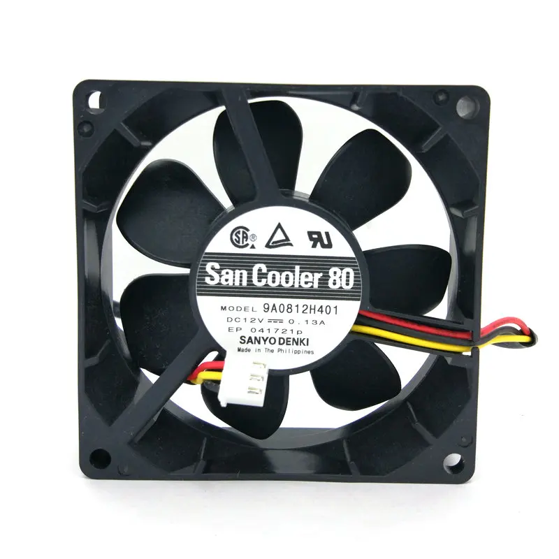 

New original 9A0812H401 DC12V 0.13A 80x25MM 3Lines Tachometer Signal Computer cooling fan