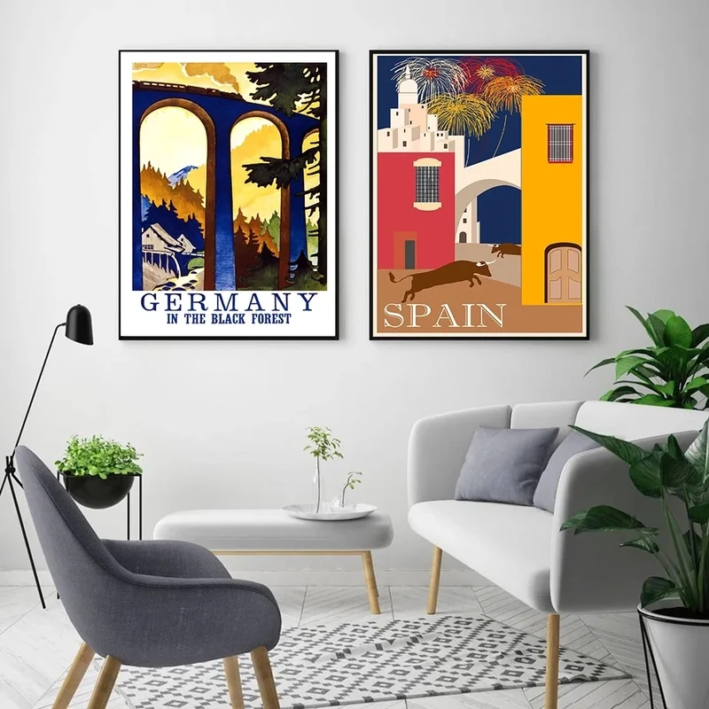 Famous City Travel Poster Brazil Spain South Africa Canada Landscape Wall Art Picture Canvas Painting For Living Room Home Decor