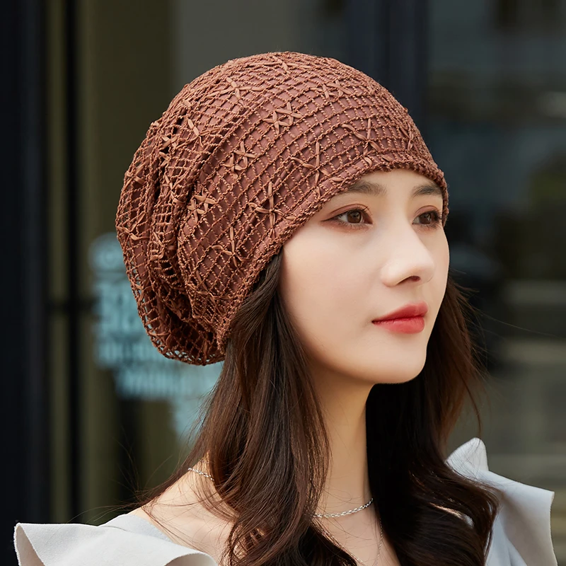 Autumn winter Ponytail Beanie hat Women Stretch Knitted Crochet Beanies cap Winter Hats Cap  For Women Warm Lady