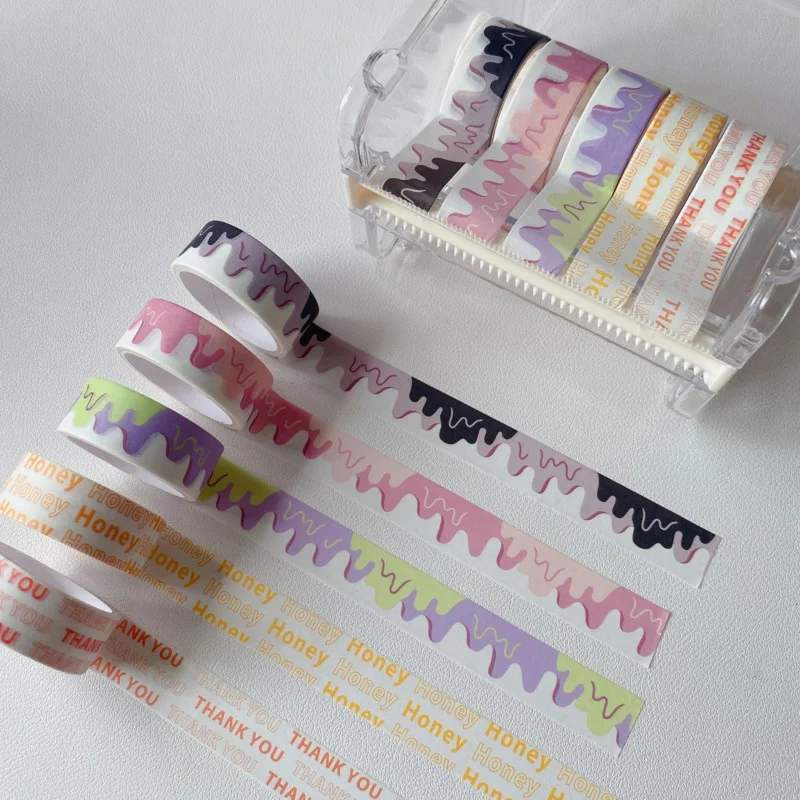 Colored Melted Cheese Thank You Washi Tape Envelope Creative Sealing Sticker Stationery Children Diy Decorative Masking Tape 3m