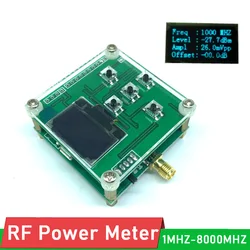 8GHz 1MHZ-8000MHZ RF power meter OLED display RF power attenuation value digital meter 500MHZ 3GHZ+ Sofware 10W 30DB Attenuator