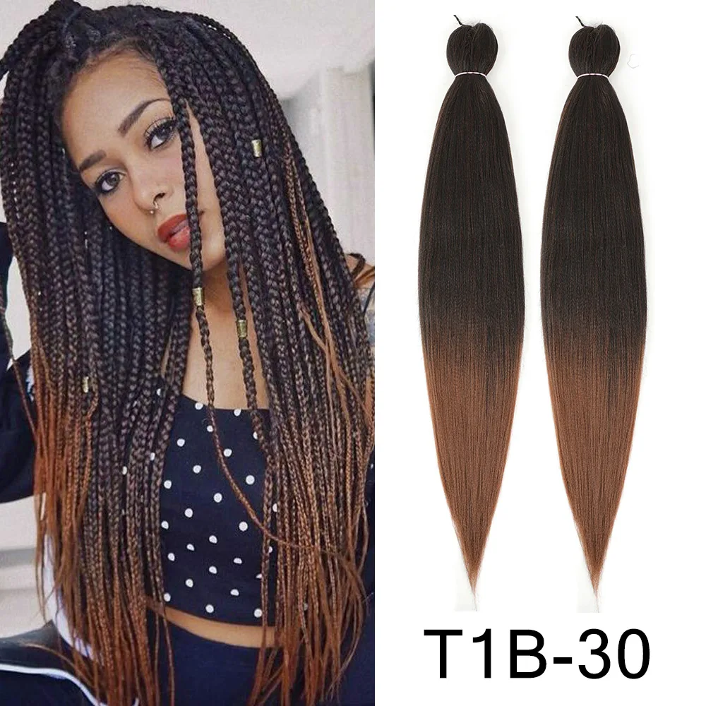 Vorgestrecktes Flechthaar 16/20/22/26/30 Zoll Niedrigtemperatur-Faser Synthetische Haarverlängerungen für Jumbo Crochet Braids – Detail 8