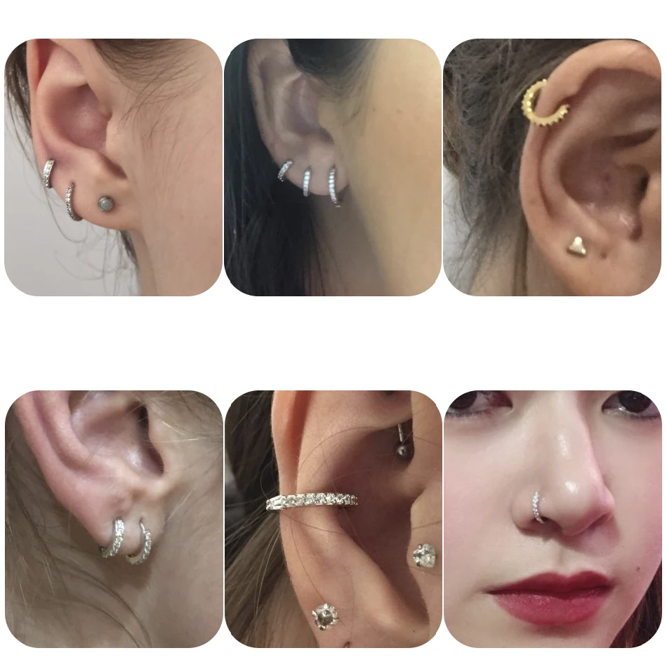 1PC 18G Nose Rings Pircing Septum Cz Hoop Ear Cartilage Piercing Earring Helix Tragus Daith Conch Rook Pirsing Nariz Jewelry