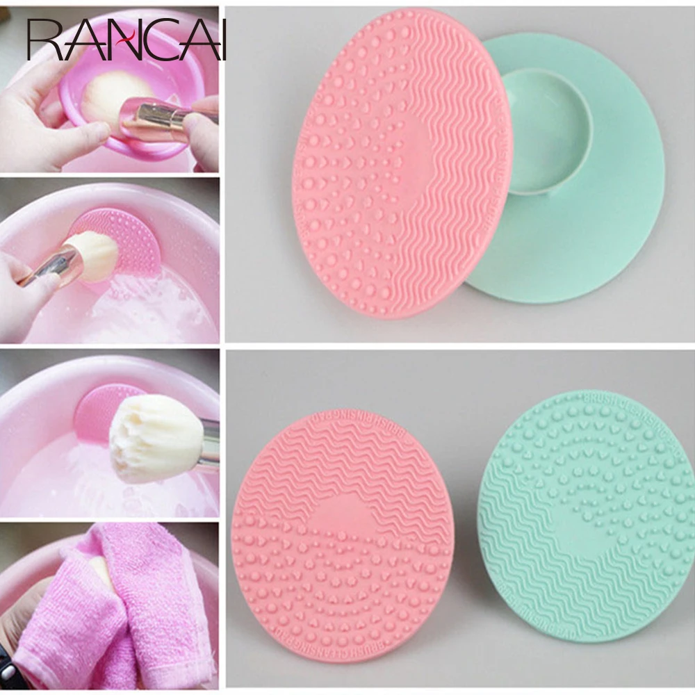 라운드 모양의 실리콘 브러쉬 청소 매트, 메이크업 브러쉬 청소 도구, 메이크업 아이용 화장품 클렌저, 페이스 브러쉬, 1 개