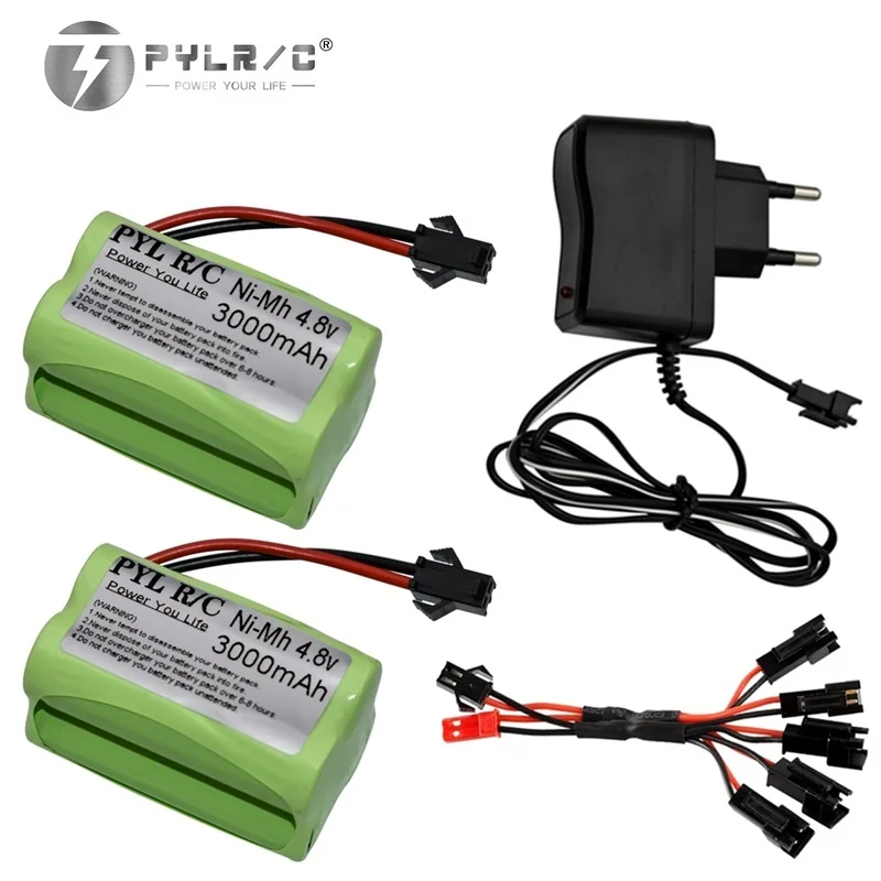 Battery + Charger 4.8v 3000mAh For RC Cars Ship Tanks Robot Trucks AA 4.8V NIMH rechargeable Battery group for RC toys Gun