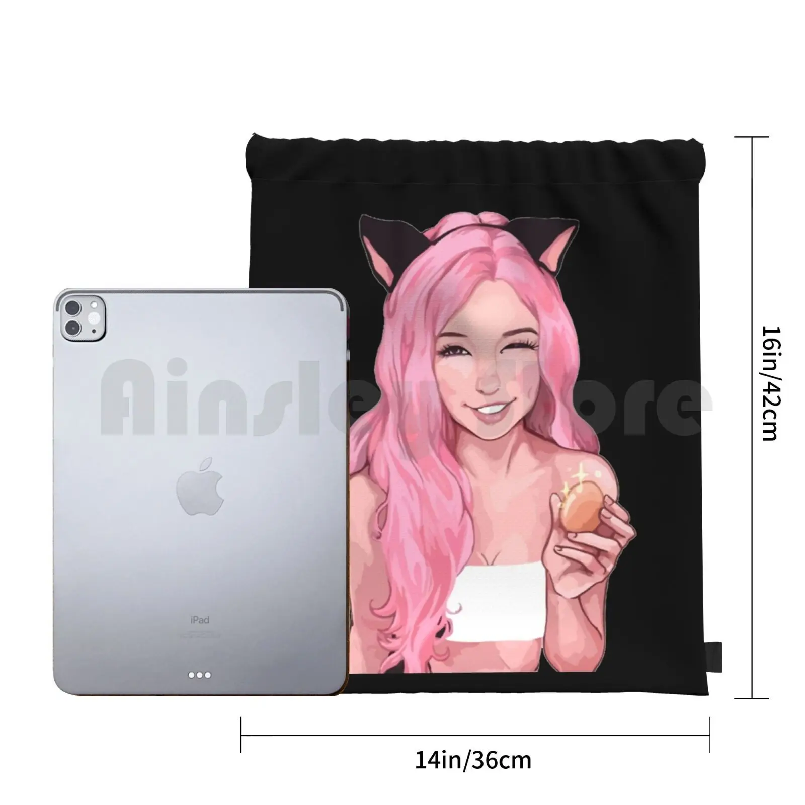 Belle Delphine Art plecak torba ze sznurkiem jazda konna wspinaczka torba na siłownię Belle Delphine Anime Gamer dziewczyna kąpiel woda Tumblr Gamer