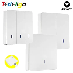 Rf Wireless Switch,433 MHz Remote Control Wall Switch,86 Wall Panel Switch EV1527 Learning Code,for Home Lights Lamp Controller