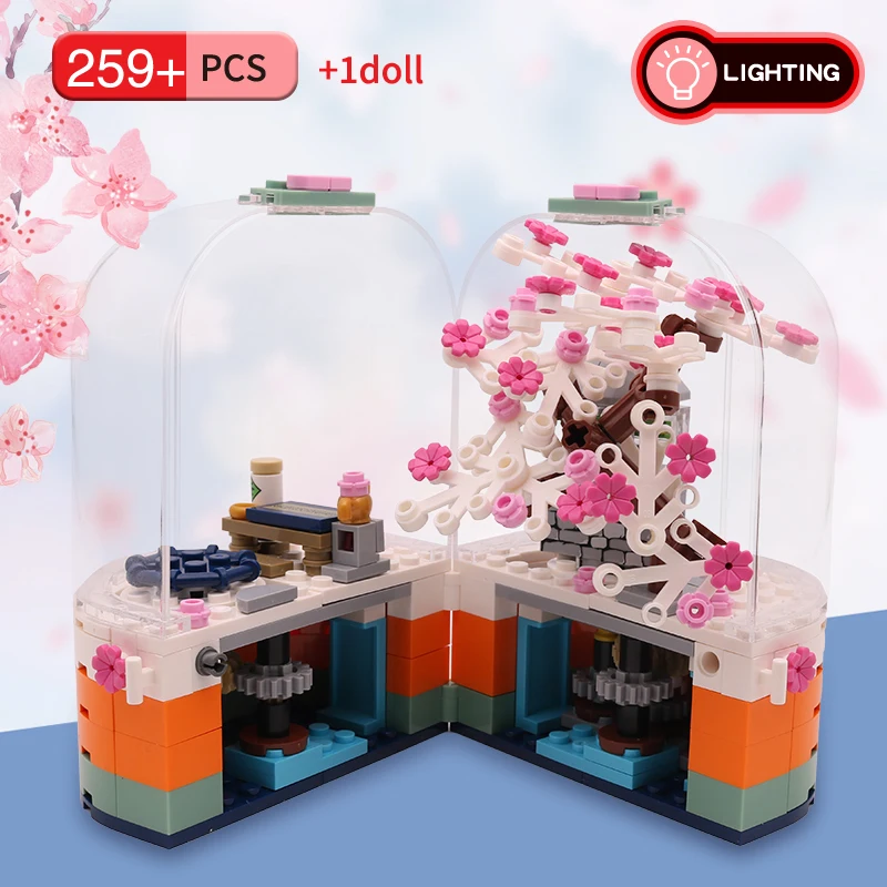 City Mini Street Building Blocks Japanese Fushimi Inari Shrine Sakura Model Classic MOC Kids Toys Children Gift