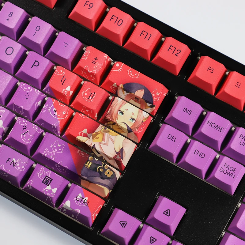 Genshin Impact Diona KeyCaps Game Character Key Caps PBT Material Cherry Profile Mechanical Keyboard Cap 108 Keys