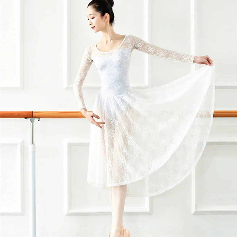 Ballet Dress Classic Dance Costume Long Lyrical Contemporary Dress Lace Ballerina Dancewear Dance Clothes Women Dress Skirt