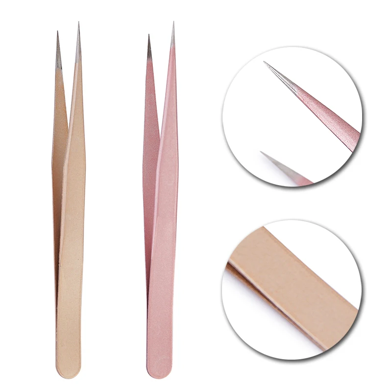 Rose Gold RVS Champagne Pincet Wenkbrauw Nipper Strass Picker Tool Valse Wimper En Nail Art Tool