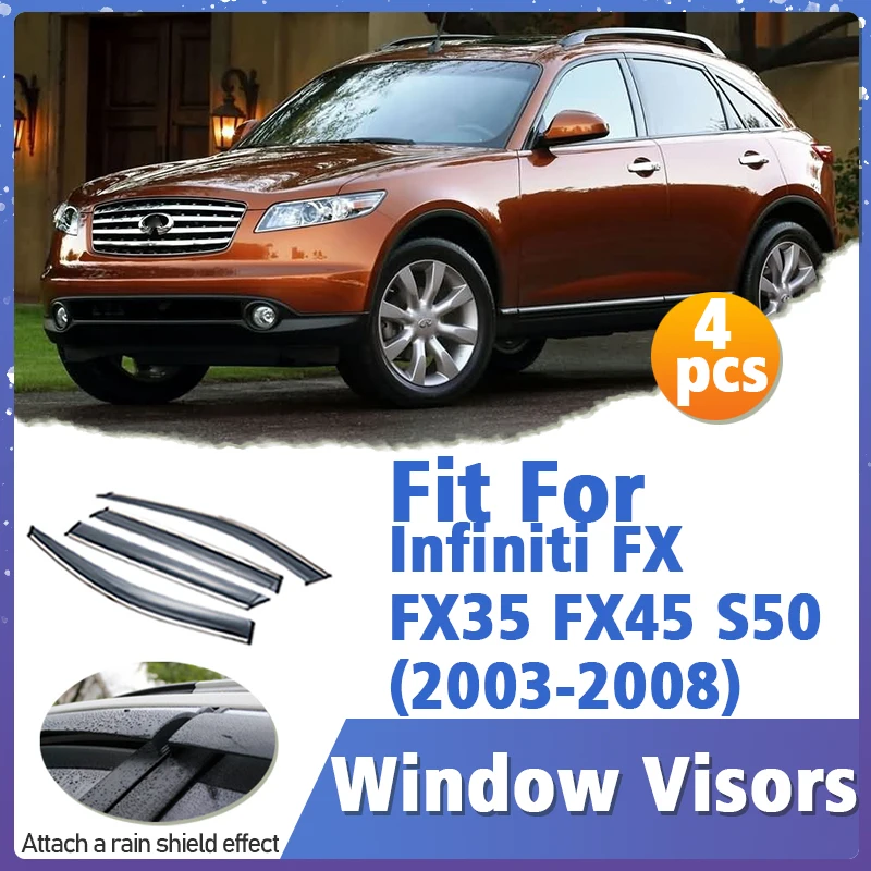 인피니티 FX35 FX45 S50 2003-2008 용 윈도우 바이저 가드 커버 트림 Awnings 셸터 보호 Sun Rain Deflector Accessorie