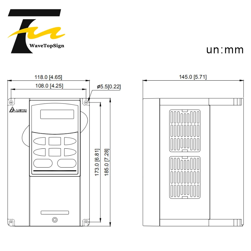 Imagem -02 - Conversor 0.75kw 1.5kw 2kw 5.5kw 11kw 15kw 18.5kw Vfd-b v 220v do Inversor do Delta do Inversor 380 Vfd do Wavetopsign