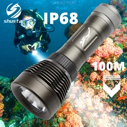 IP68 Diving Flashlight Dive Torch Can dive 100 meters Rotary switch Color rendering index Ra80 amphibious by 18650/26650 battery