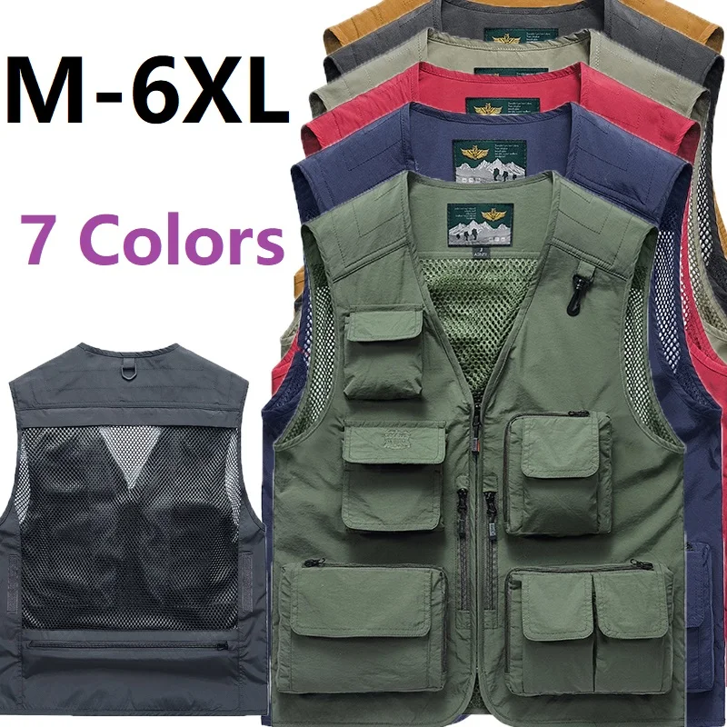 

Quick-dry Mesh Tactical Vest Ultralight Fishing Vest Summer Casual Camping Vest Outdoor Hiking Mens Waistcoat Multi Pockets