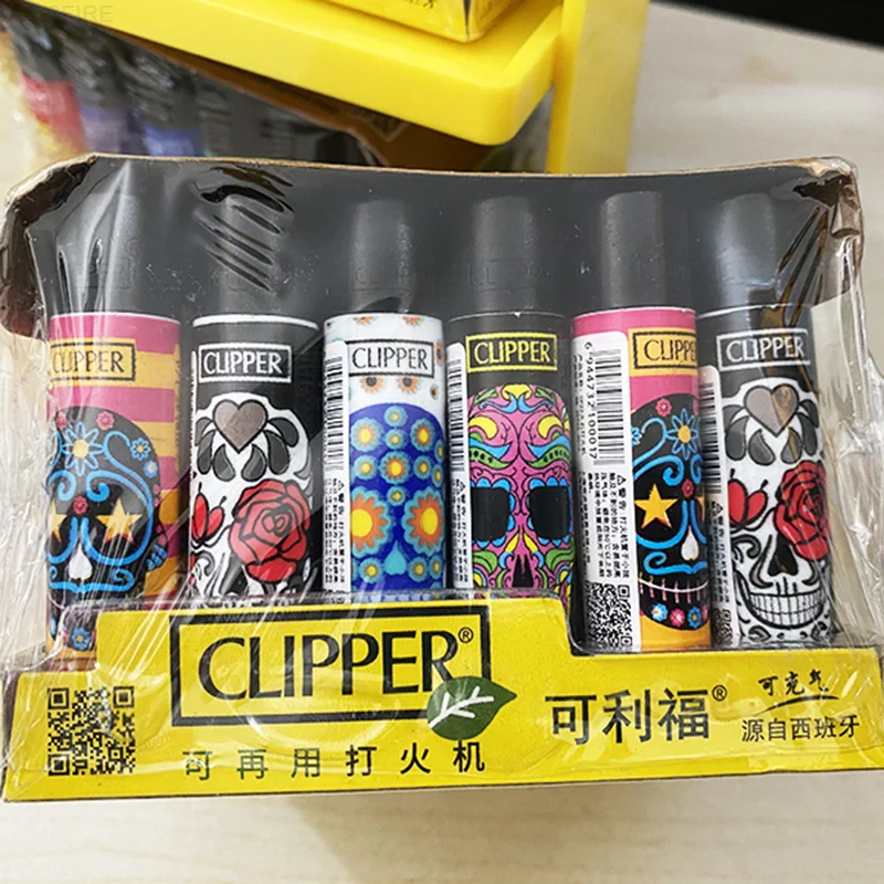 CLIPPER Grinding Wheel Original Butane Lighter Interesting Personality Pattern Refillable Gas Lighter Use Collection Gift (1 Box