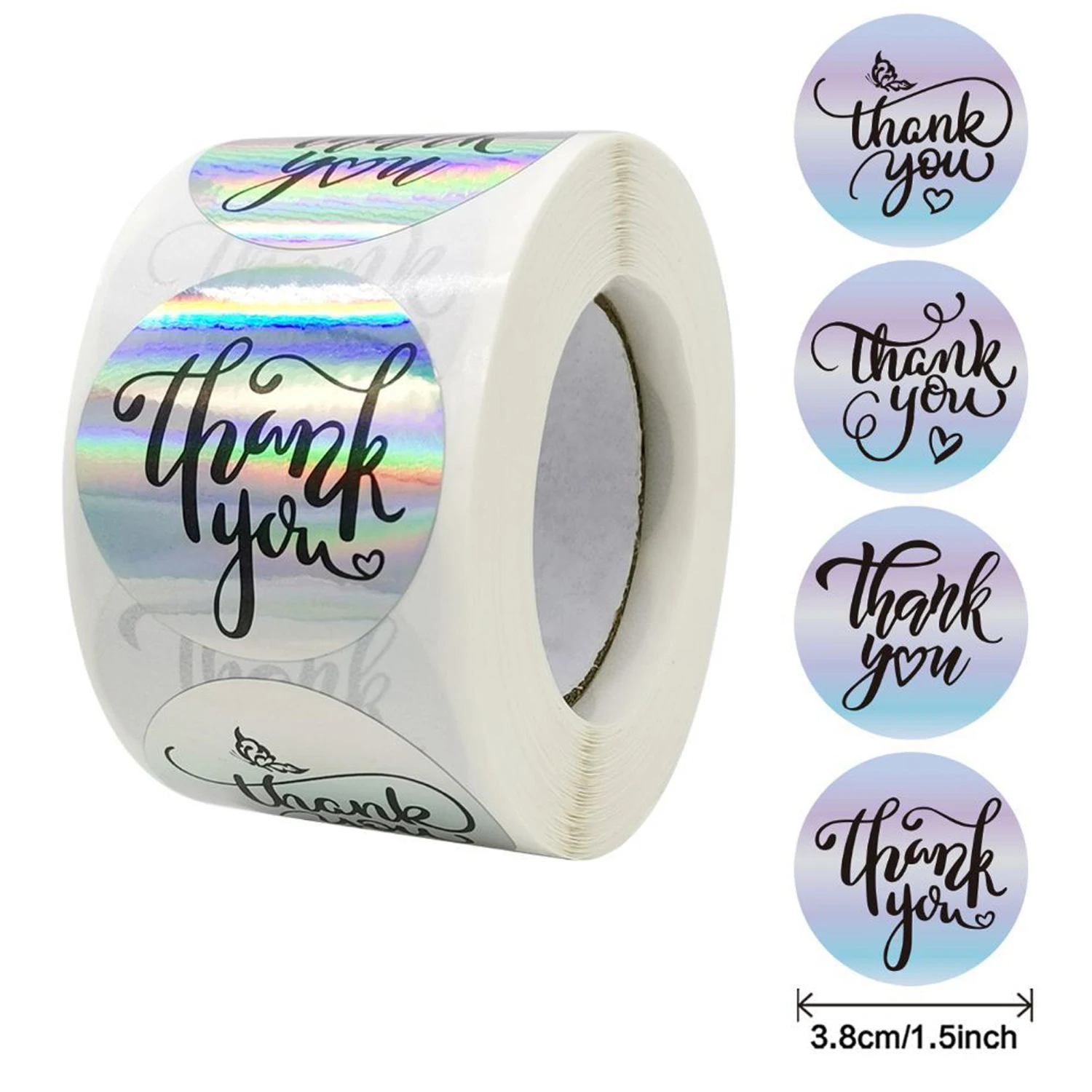 

500pcs Thank You for My Small Business Stickers Paper Thank You Label Sticker Rainbow Silver Roll Adhesive Shipping Mail Labels