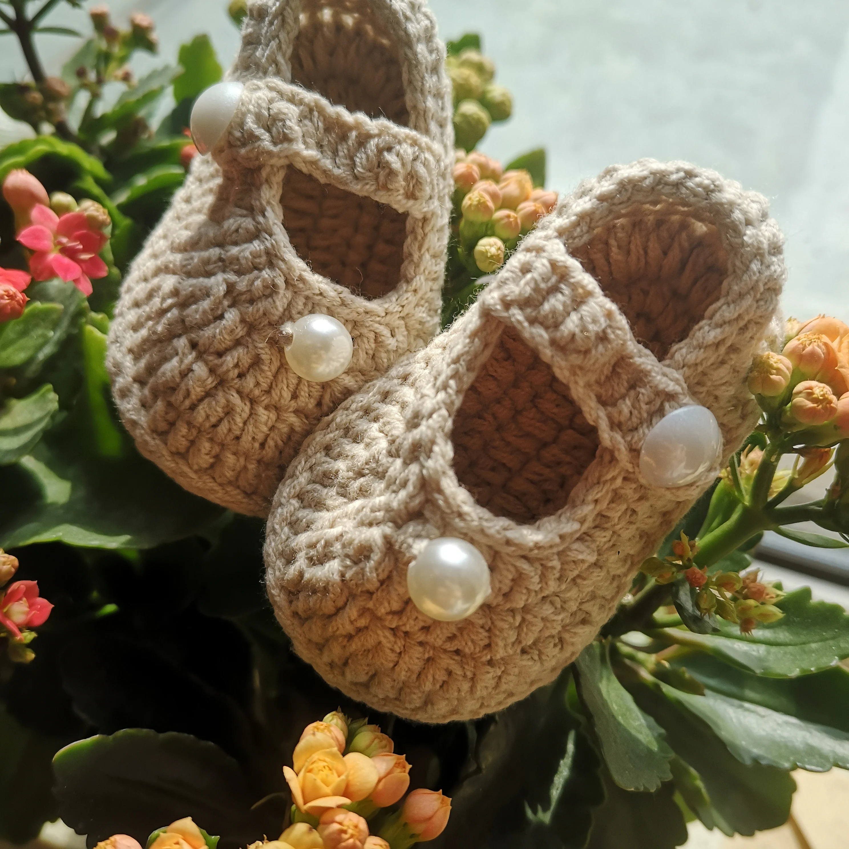 QYFLYXUE Hand-Made Schöne Prinzessin Perle Kürbis Schöpfen Schuhe Duckle Garten Lernen