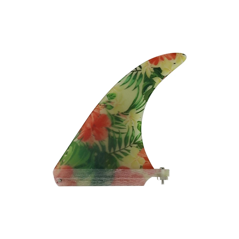 Yepsurf-Longboard Fin fibre de verre pour le surf, aileron unique, stand up paddle, tissu fleuri, couleur Surf, aileron de planche de surf 7 pouces