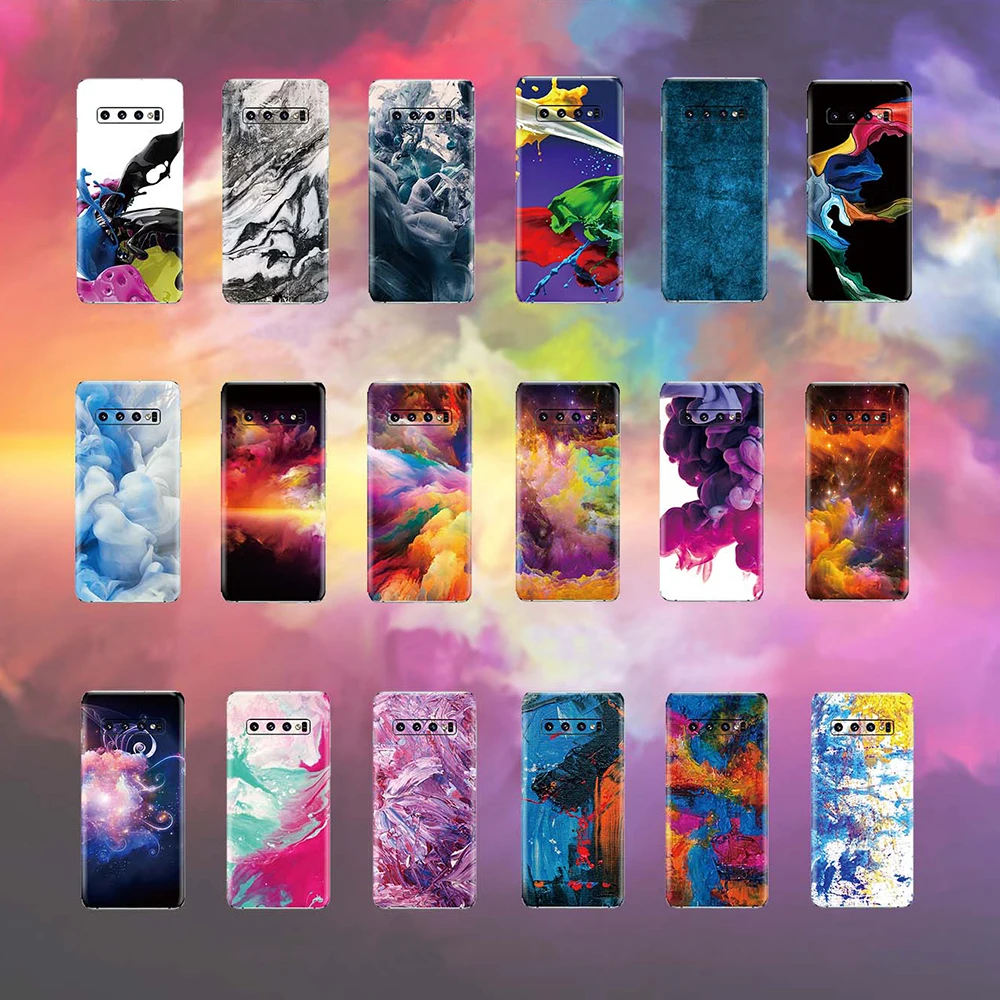 3D Colorful Watercolor Oil Paint Style Matte Skin Phone Back Wrap Sticker For SAMSUNG Note 20 S20 Ultra S10+ S9+ Note 10 Plus 9