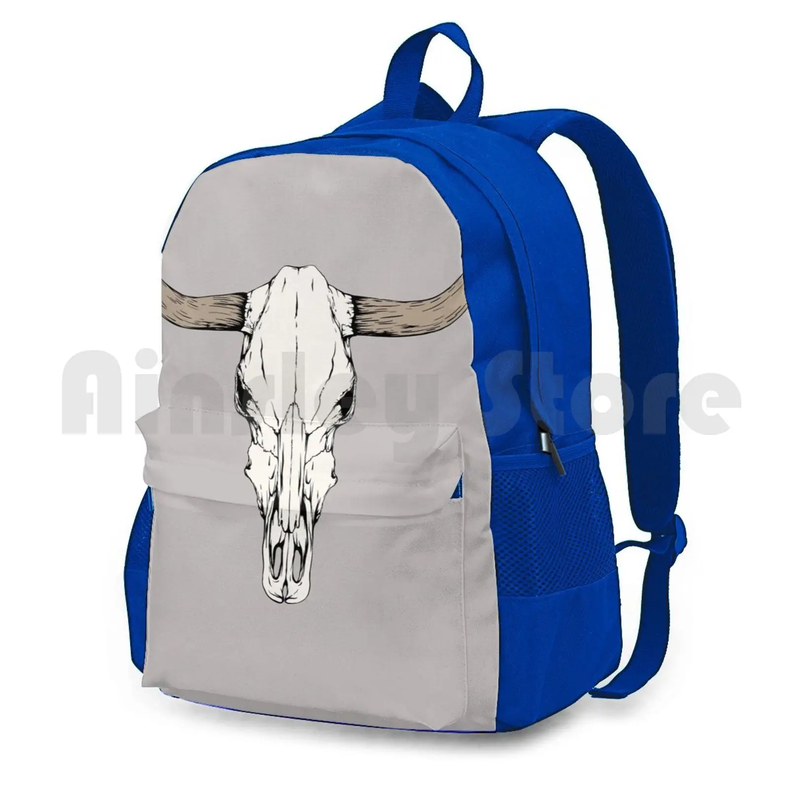 Cow Skull Outdoor Hiking Backpack Waterproof Camping Travel Isolated Outline Rodeo Line Vector Head Symbol Skeleton Pen Farm