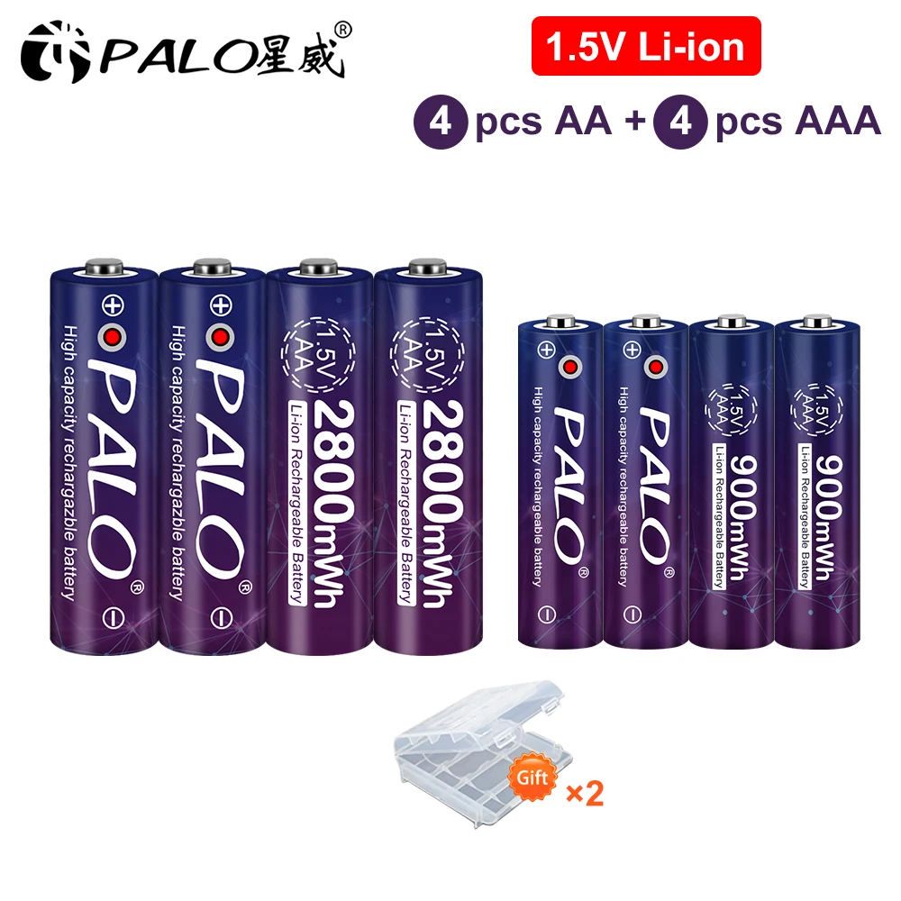 

1.5V AAA/AA Rechargeable Battery Lithium-ion AAA 900mWh Battery Li-ion AA 2800mWh Battery for Torch Toys Clock MP3 Player