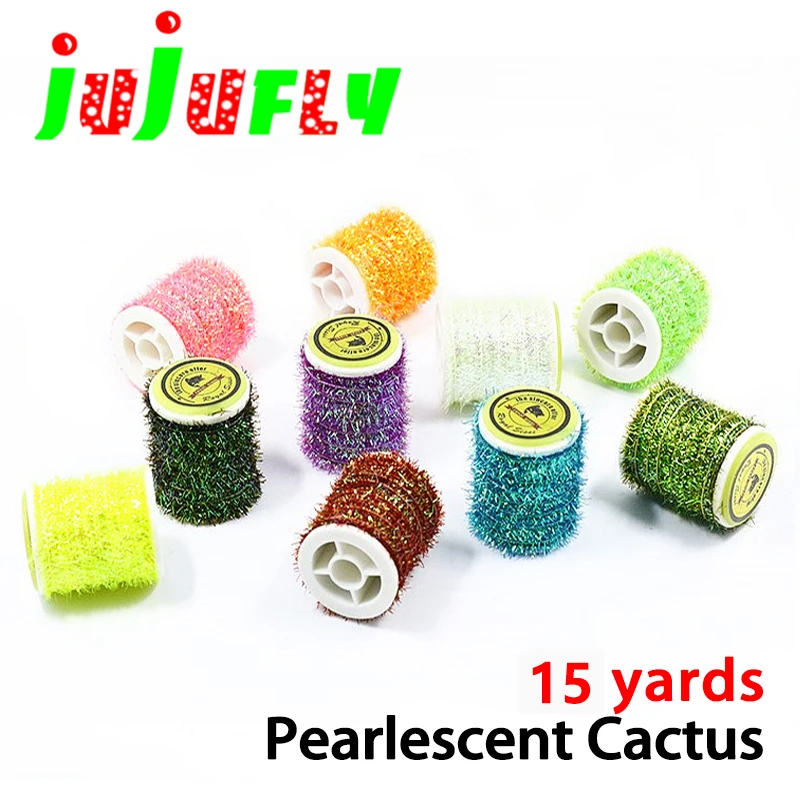 15yards spooled super fine pearlescent cactus chenile yarn flash tinsel yarn bonefish lure bait saltwater fly tying materials