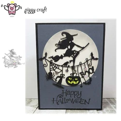 Piggy Craft metalowe matryce do wycinania matryce do wycinania Halloween czarownica dekoracja scrapbook papier rzemiosło nóż forma ostrze dziurkacz szablony