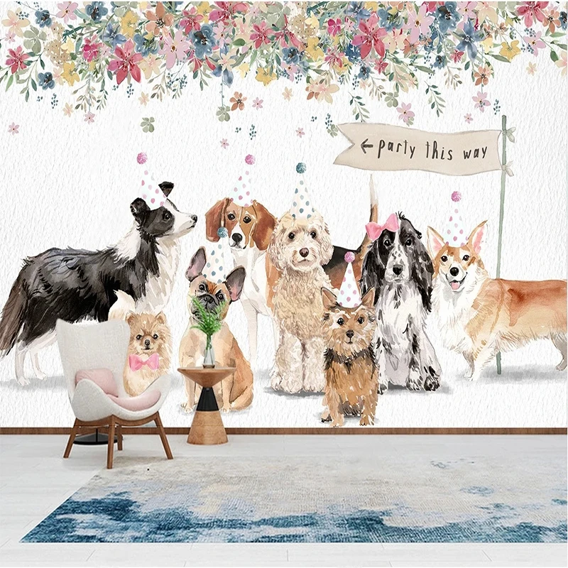 Papel De Pared Custom Any Size 3D Wallpaper Self-Adhesive Modern Minimalist Flower Cartoon Animal Personality Children's Room