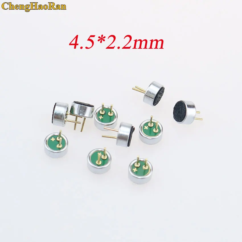 Microfone chenghaoran 4.5x2.2mm 4522, microfone eletrônico com 2 pinos