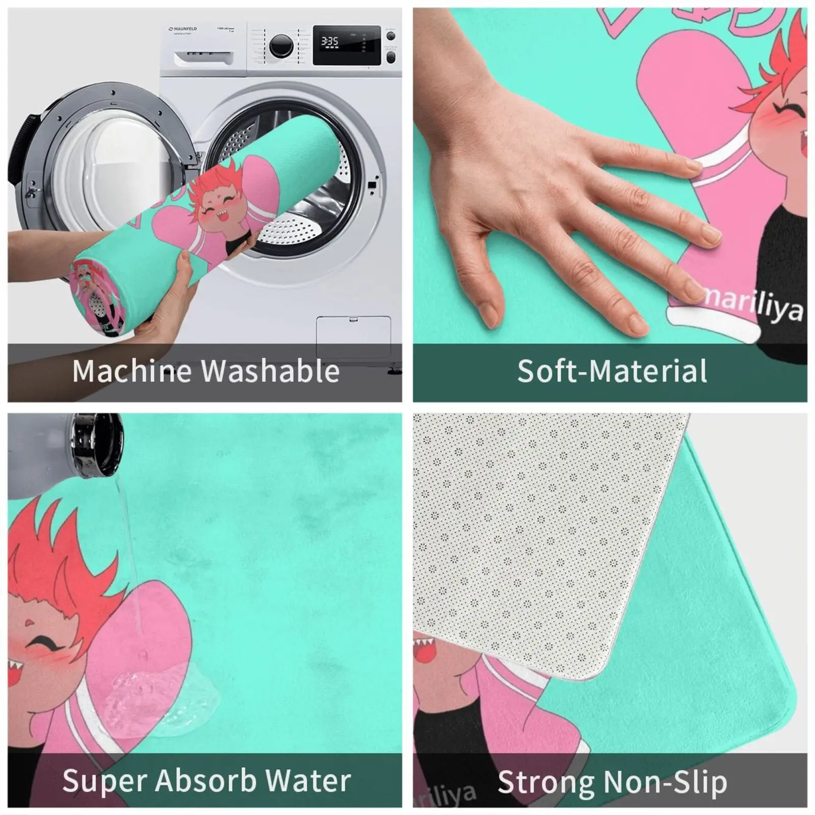 كيريشيما تشيبي السجاد حصيرة البساط وسادة لينة عدم الانزلاق كيريشيما كيريشيما إيجيرو أنيمي فانارت اللون الباستيل لطيف مضحك #3