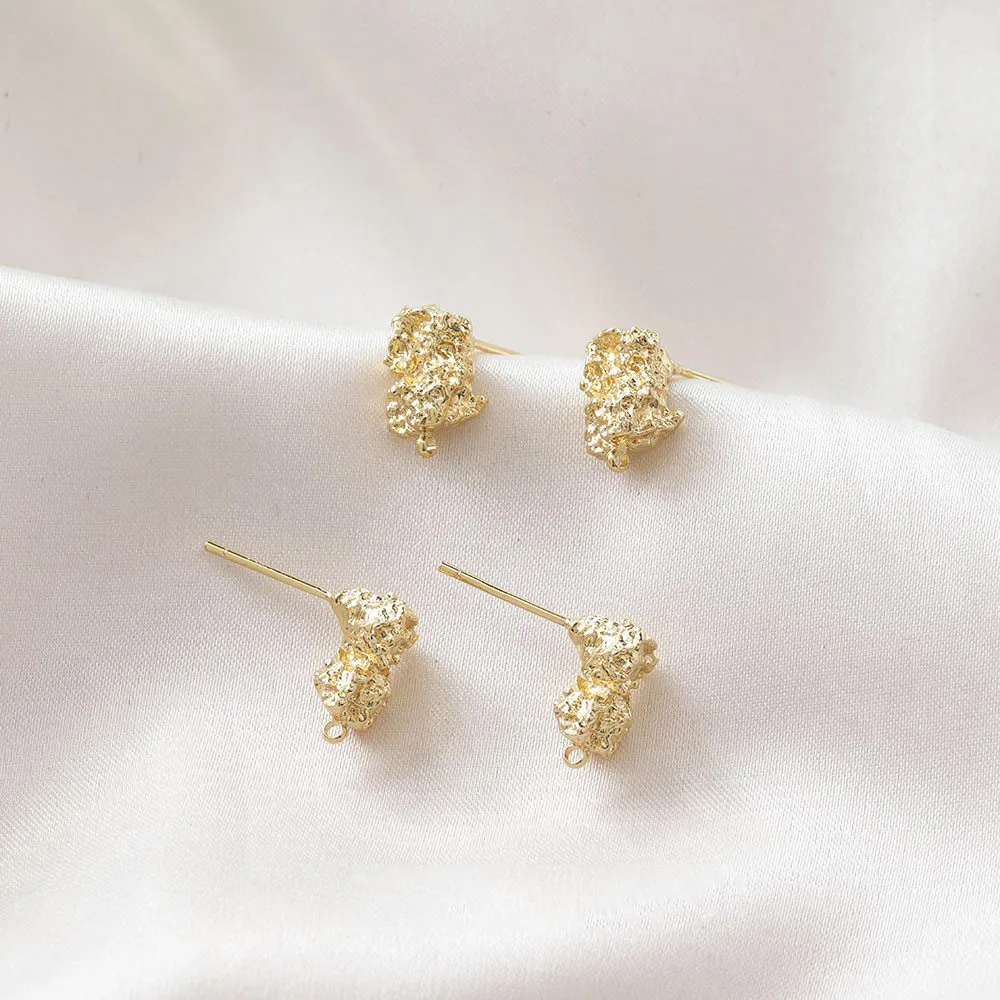 4pcs 14k Gold Plated Special Ear Studs Charms for Jewelry Making Supplies 925 Silver Needle DIY Earrings Copper Accessories