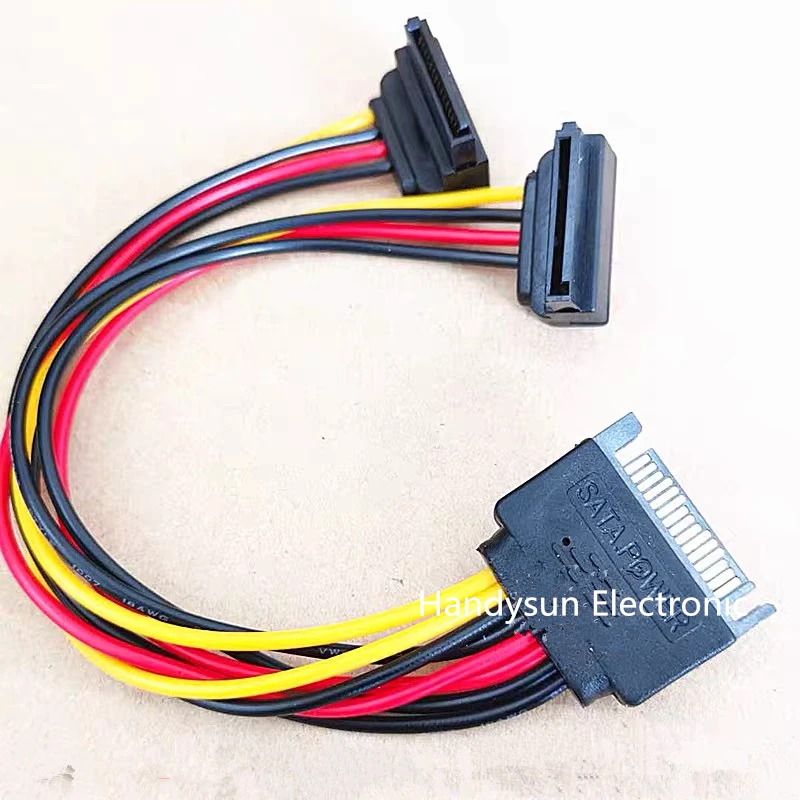 

SATA 15 Pin Male To SATA 15 Pin 2 Female 90 Degree Splitter Y 1 To 2 18AWG Cable For HDD hard disk Drive Power Connector Adapter