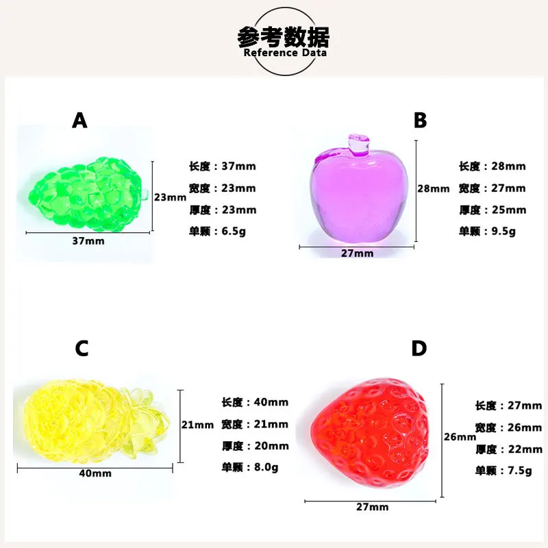 DIY Jewelry Findings Kawaii 3D Colorful Fruit Grape Apple Pineapple Strawberry Acrylic Beads Ornament Garment Accessories 68pcs